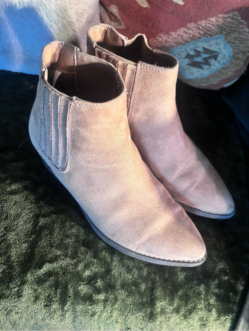 Universal Thread Taupe Suede Pointed Toe Chelsea Ankle Boots